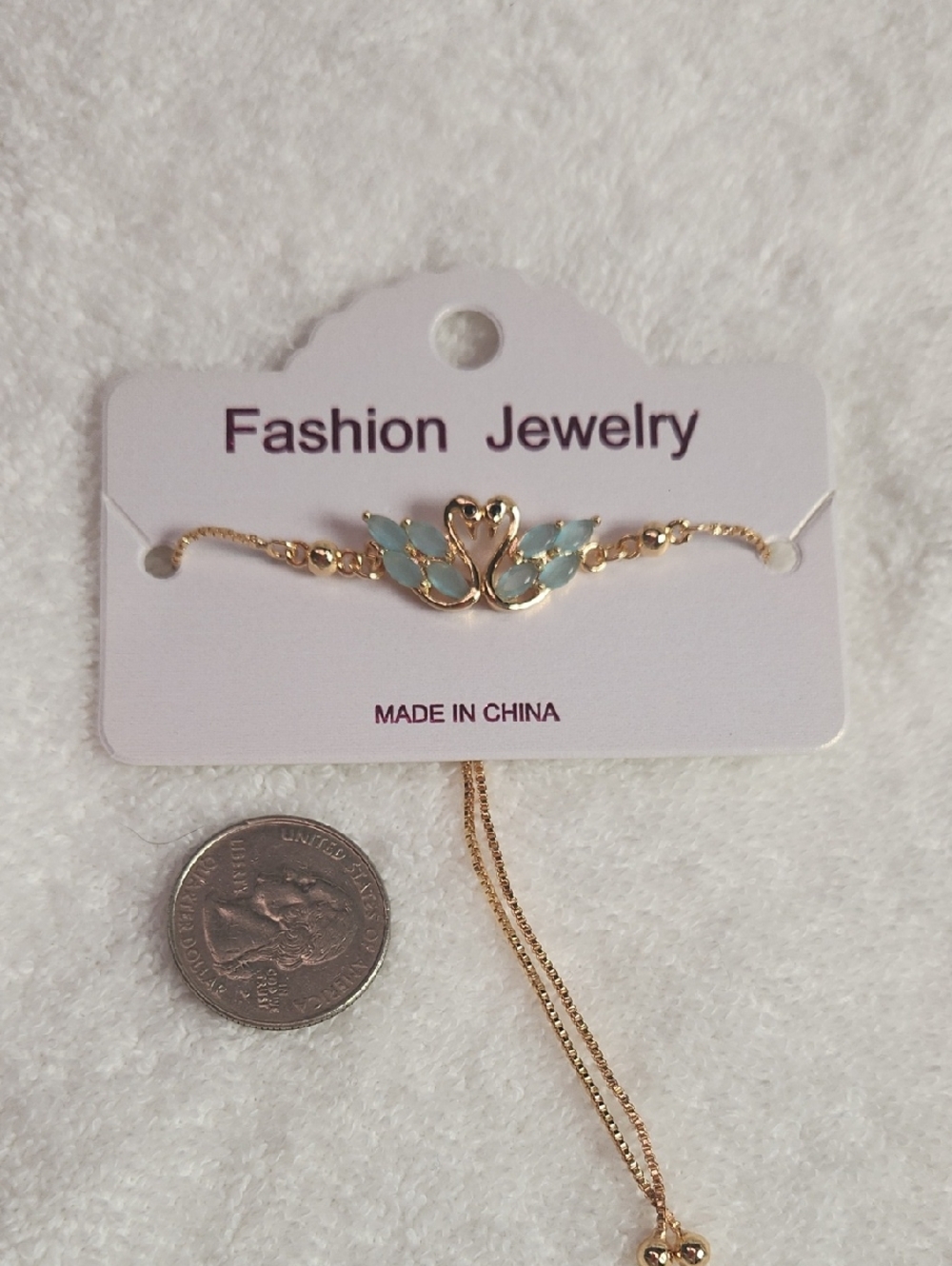 #13 Fashion Jewelry Gold-tone Bracelet with Light Blue Accents